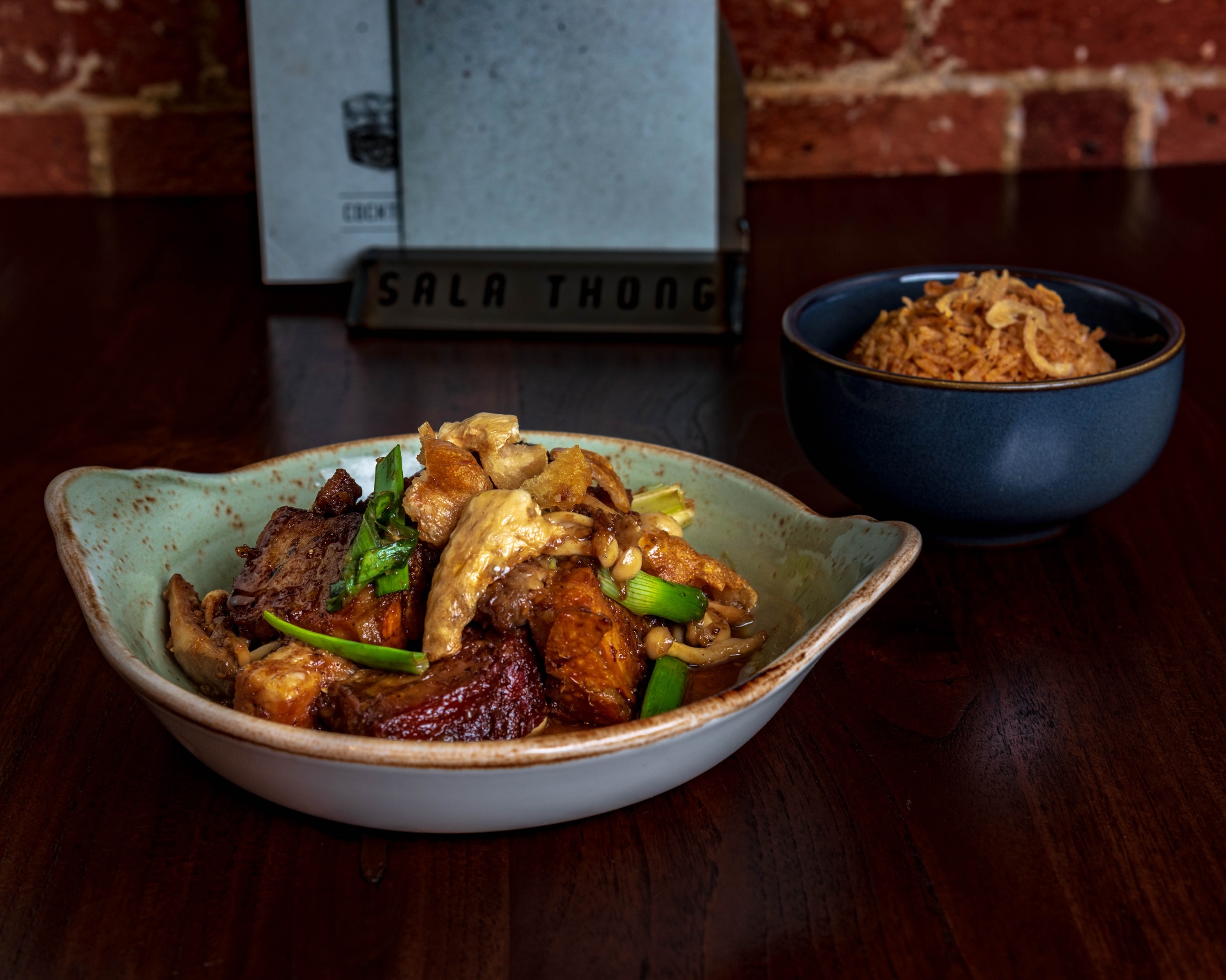 Moo Hong slow-braised pork belly with shimeji mushroom